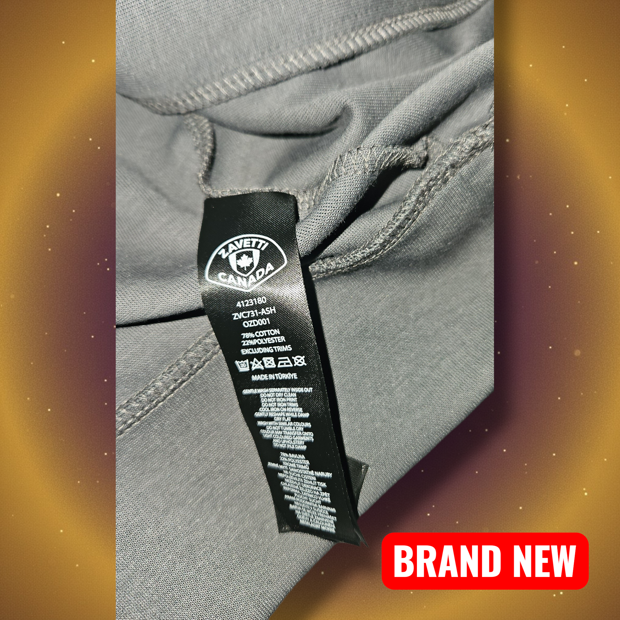 Zavetti Canada Grey Hoodie - Size L - Authentic & BNWT