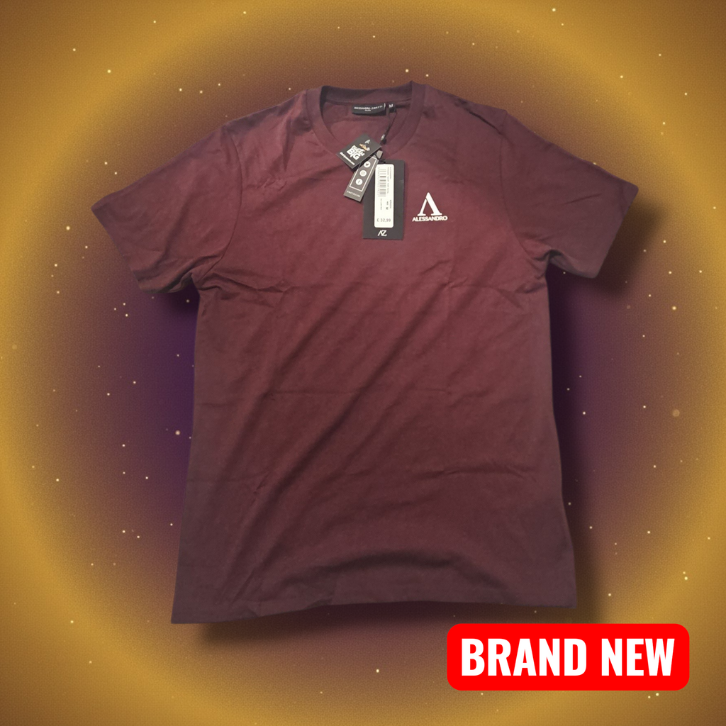 Alessandro Zavetti T-Shirt Burgundy Medium - Brand New