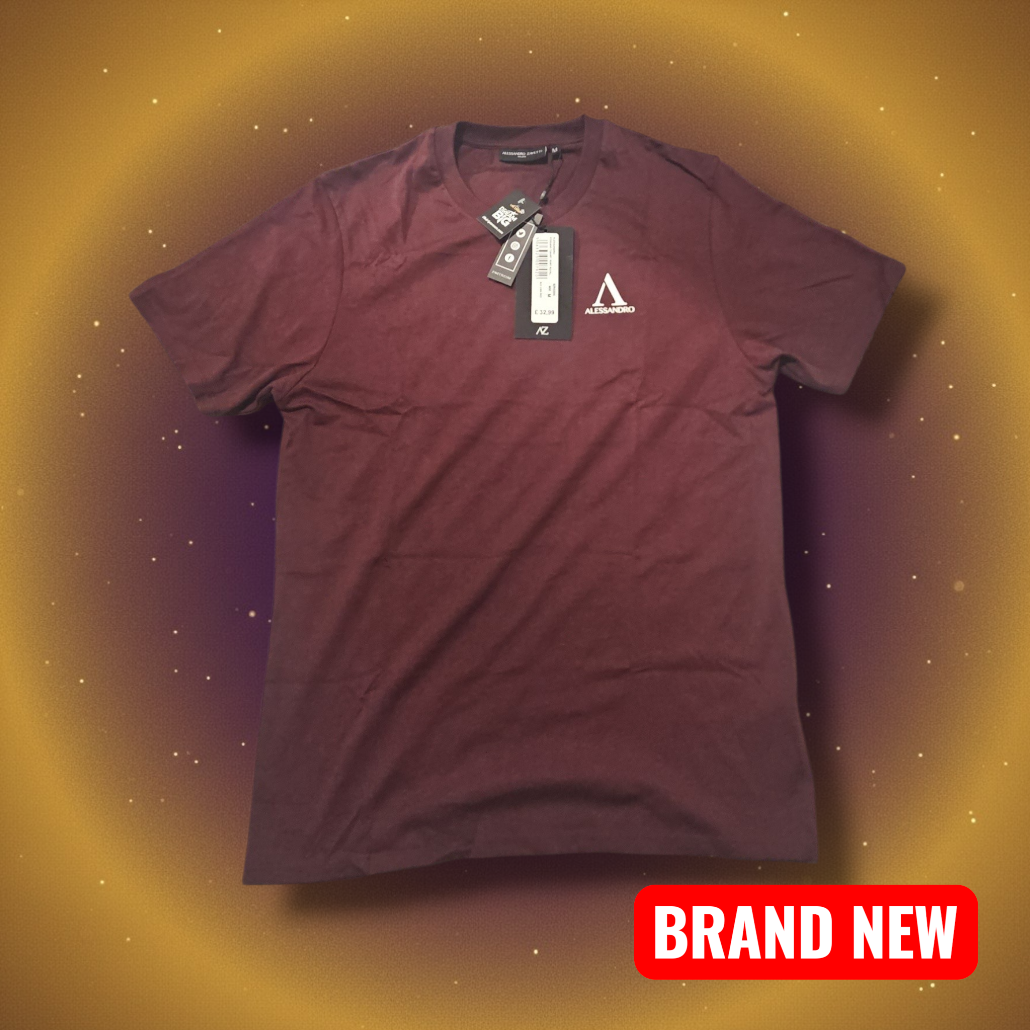 Alessandro Zavetti T-Shirt Burgundy Medium - Brand New