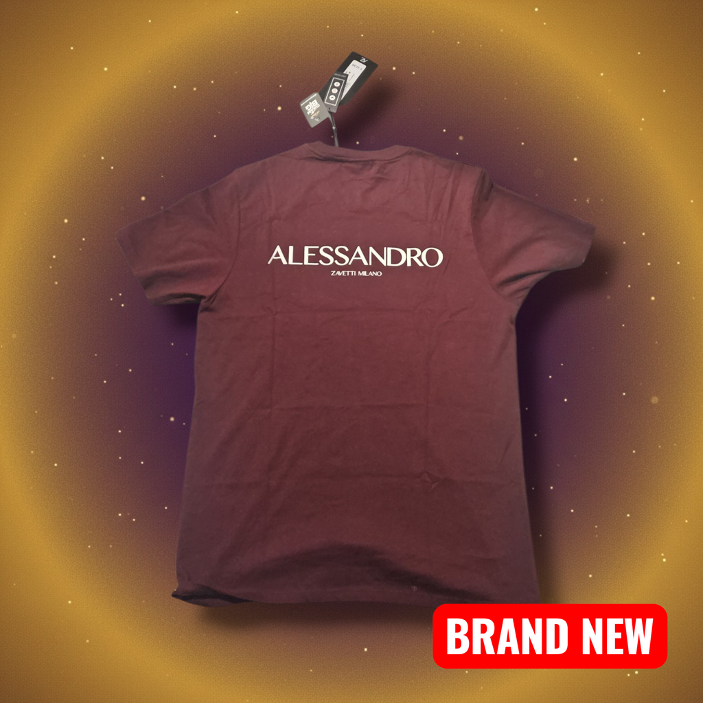 Alessandro Zavetti T-Shirt Burgundy Medium - Brand New