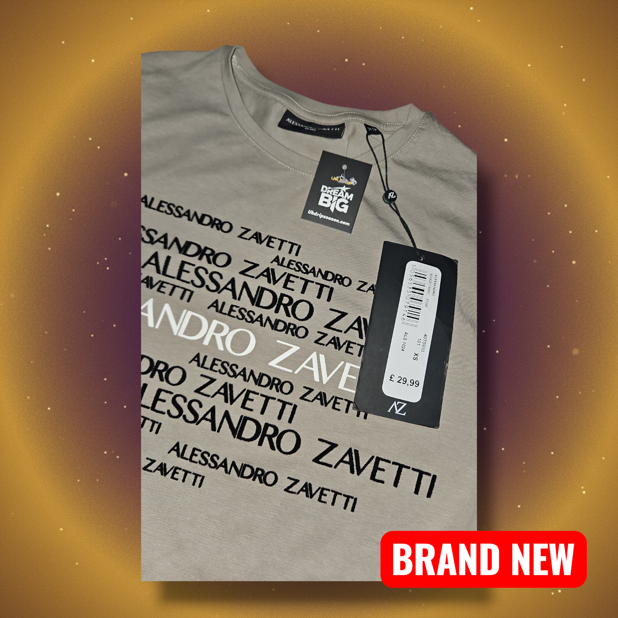 Alessandro Zavetti Beige T-Shirt - Size XS - BNWT