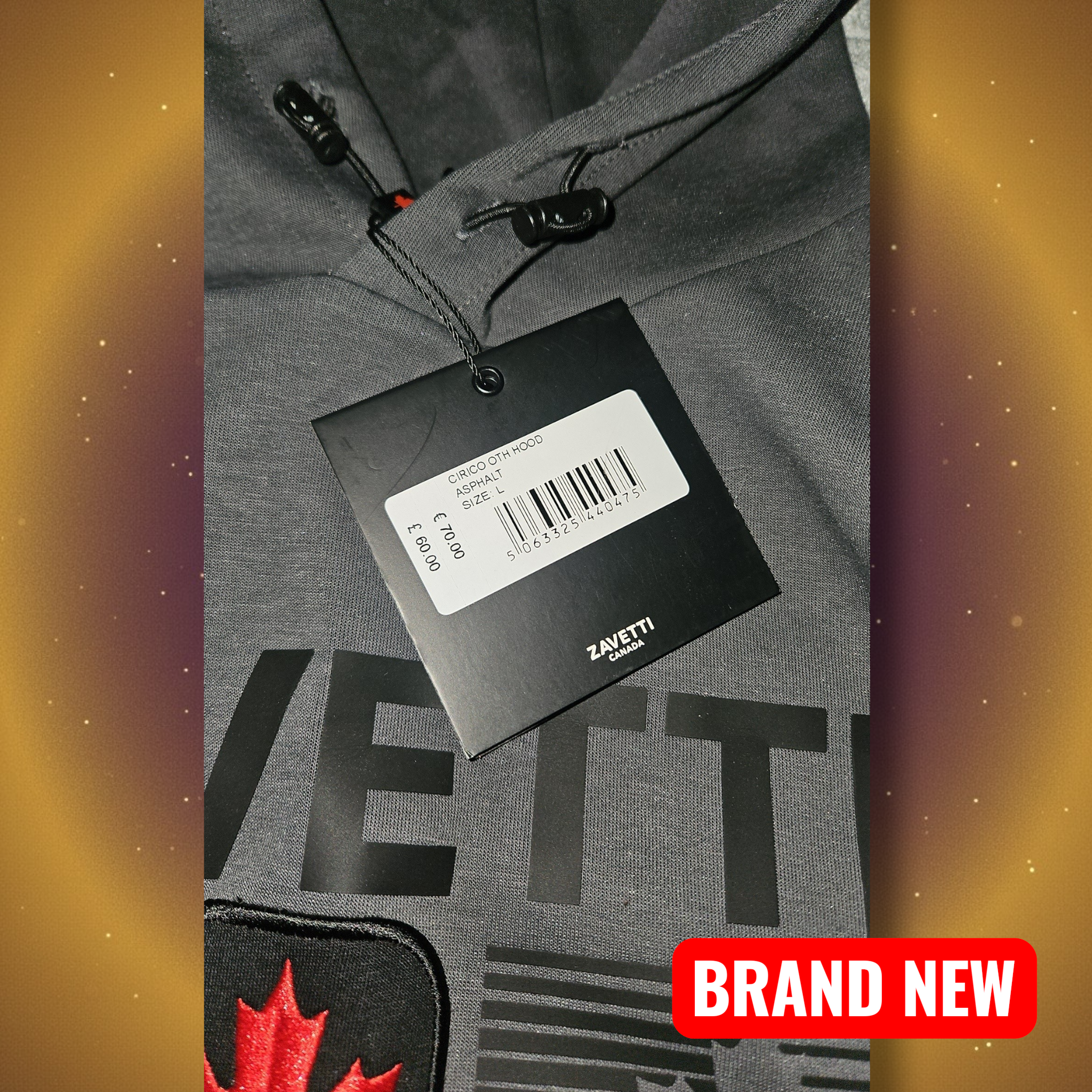 Zavetti Canada Grey Hoodie - Size L - Authentic & BNWT