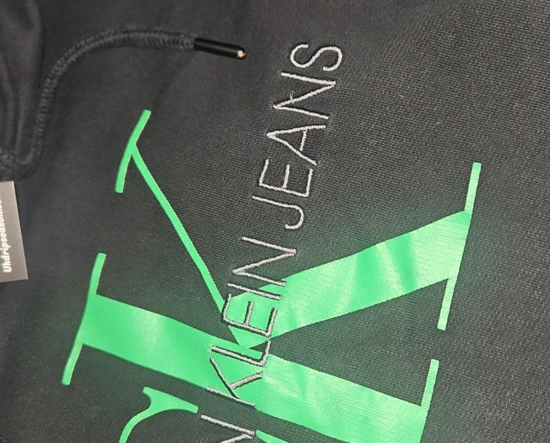 Calvin Klein Black Green Hoodie - Size S - Premium Quality