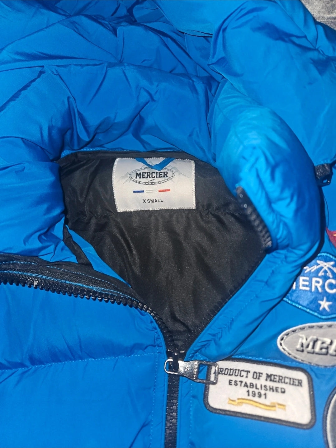 Mercier Blue Puffer Coat - Size XS for Cold Weather