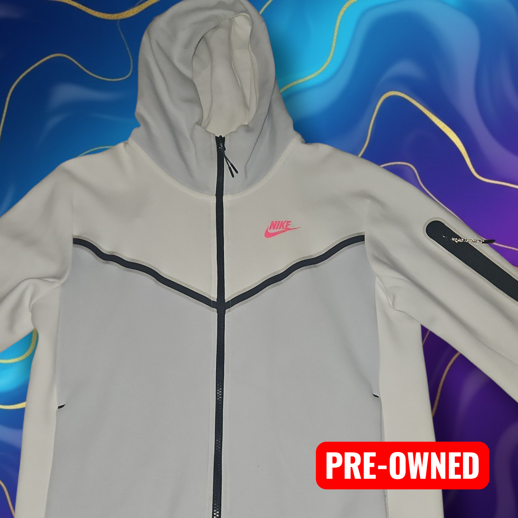 Nike Tech Fleece Hoodie Grey Pink - Size S
