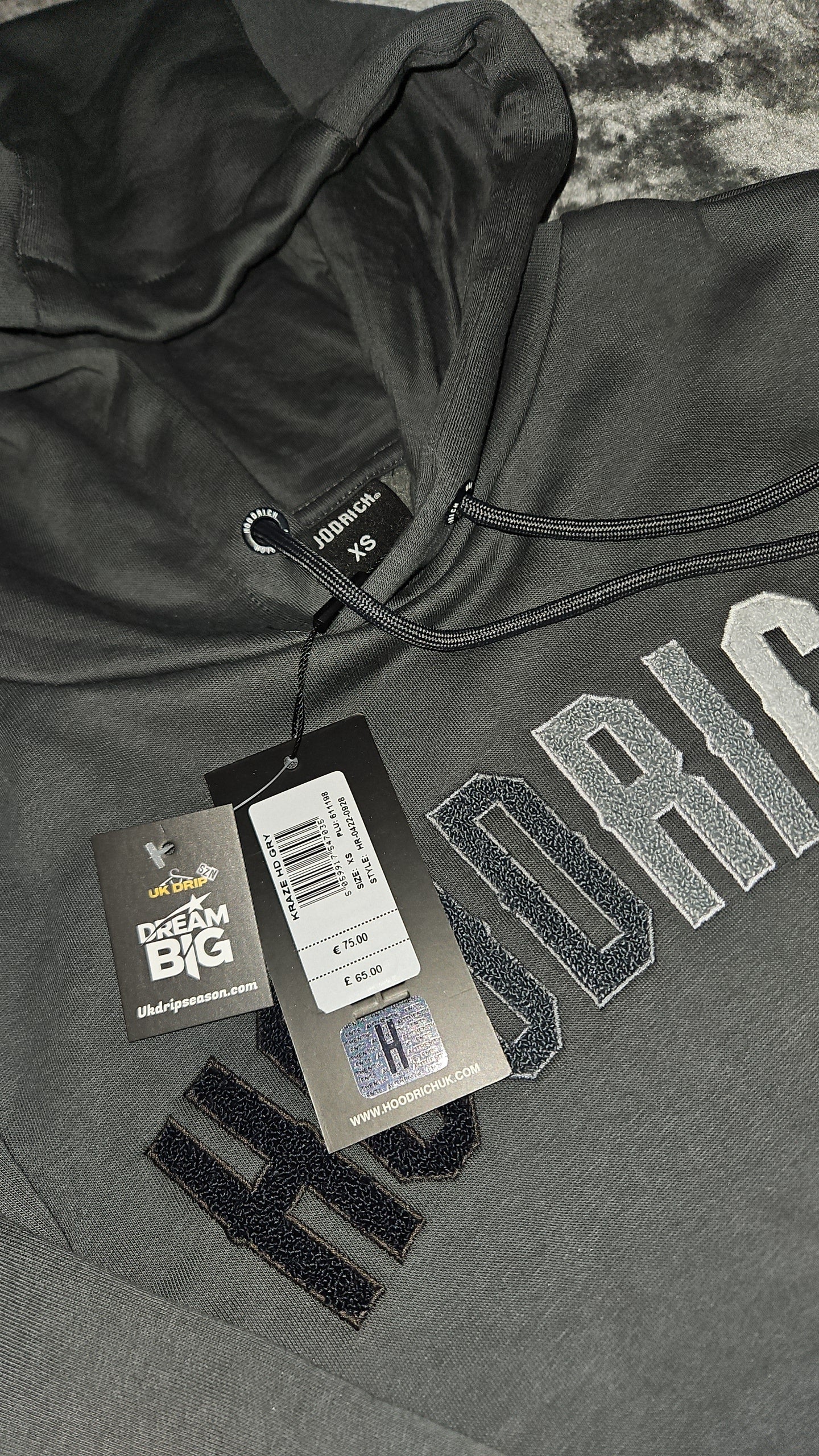 Hoodrich Hoodie XS - Grey - Brand New with Tags