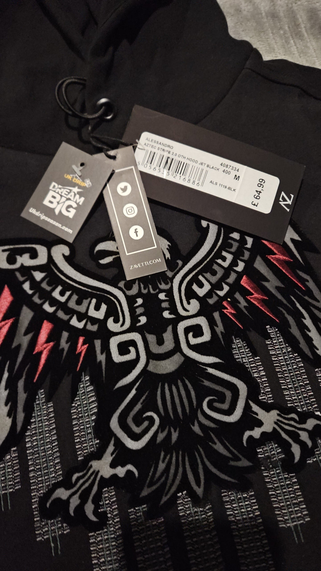 Alessandro Zavetti Eagle Print Hoodie - Medium Size - BNWT