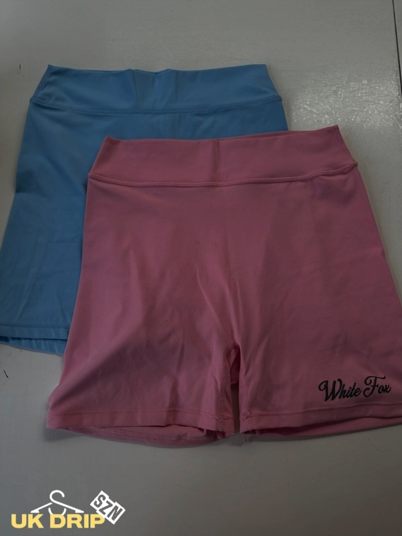 White Fox High Waisted Shorts Blue and Pink