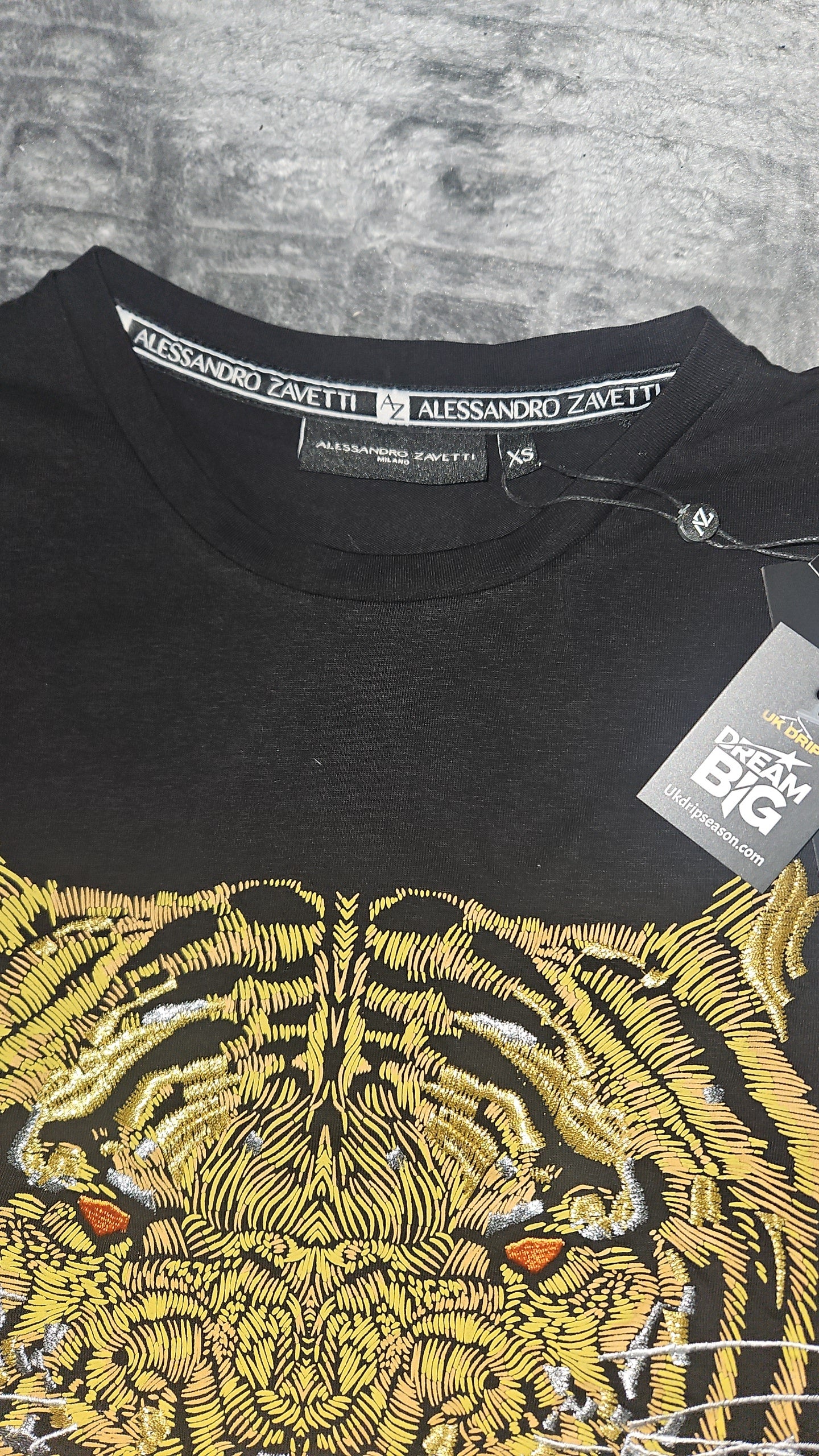 Alessandro Zavetti Black & Gold T-Shirt - Size XS - Brand New
