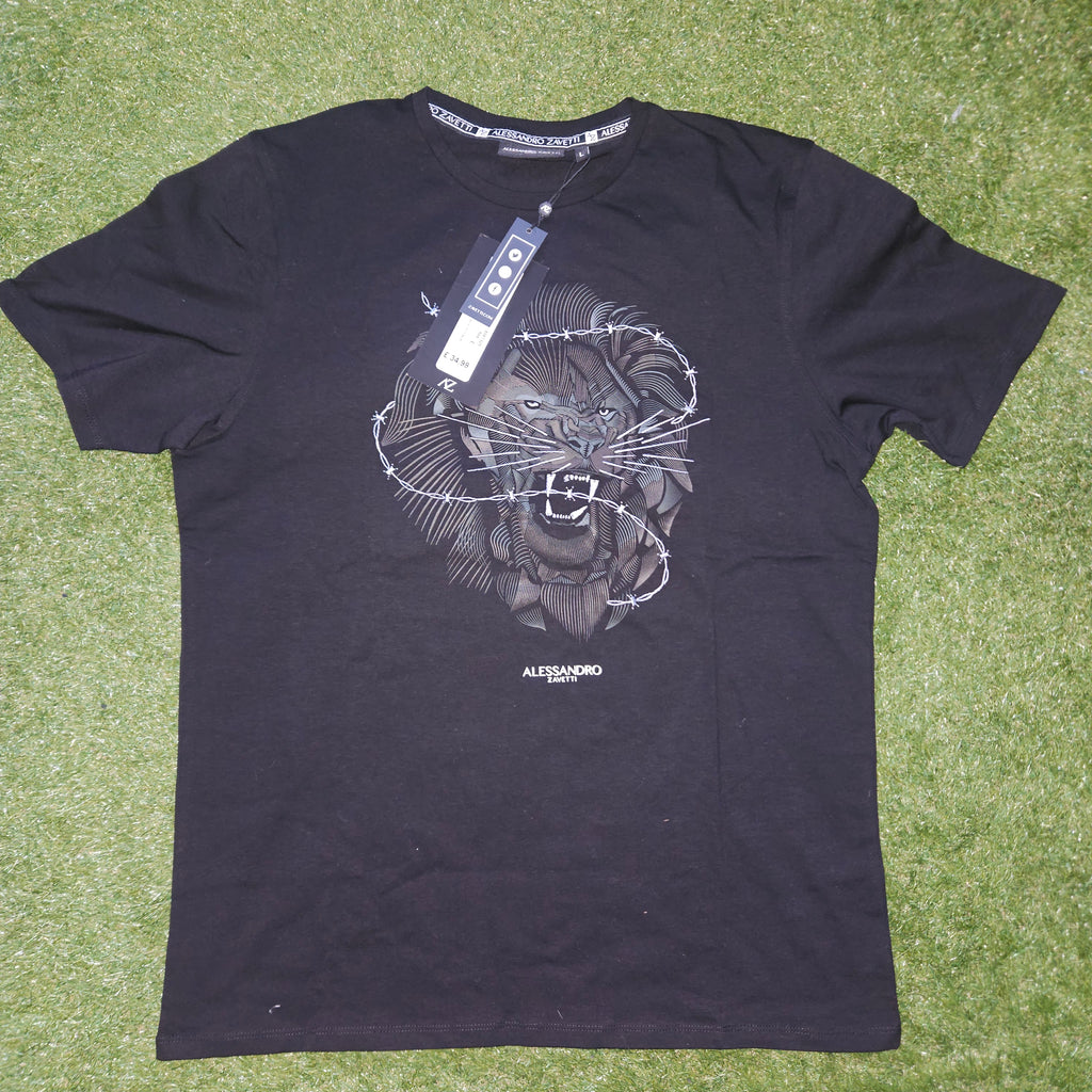 Alessandro Zavetti size large Lion Print T-Shirt – Black, bnwt