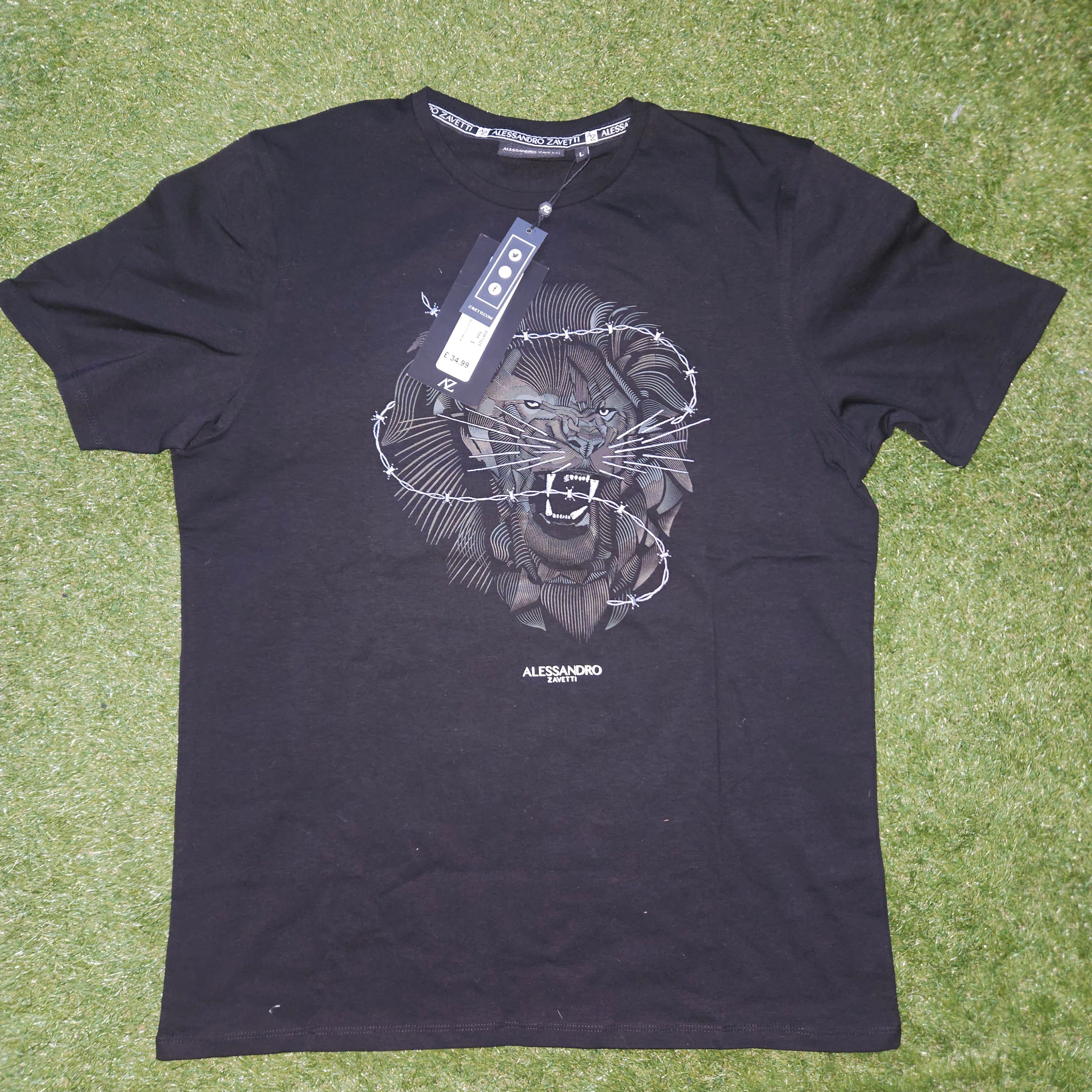 Alessandro Zavetti size large Lion Print T-Shirt – Black, bnwt