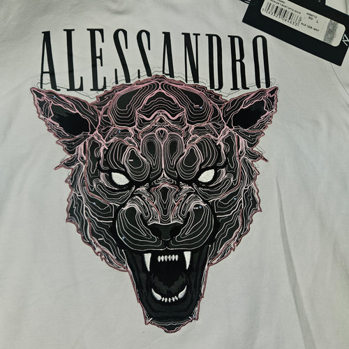 Alessandro Zavetti Cat Print T-Shirt - White - BNWT