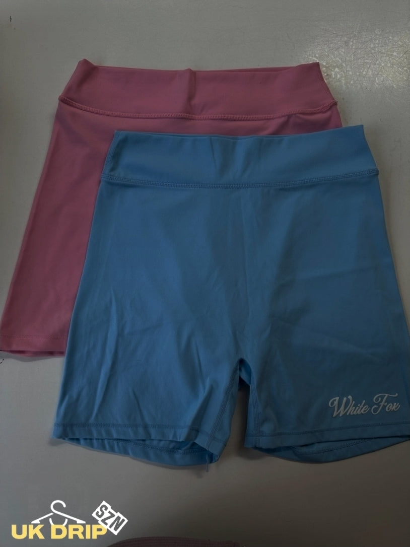White Fox High Waisted Shorts Blue and Pink