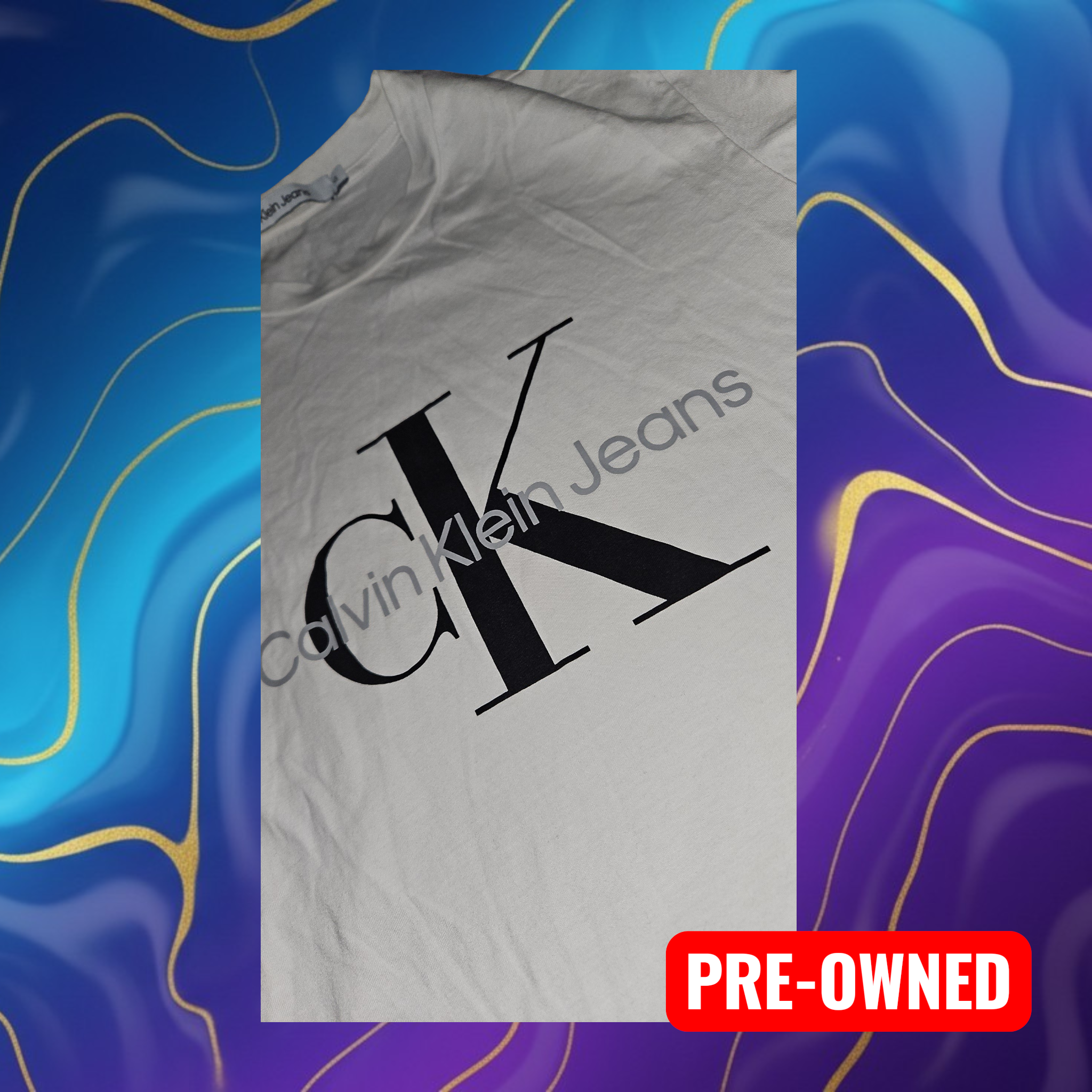 Calvin Klein White Print T-Shirt XS - Designer Essential