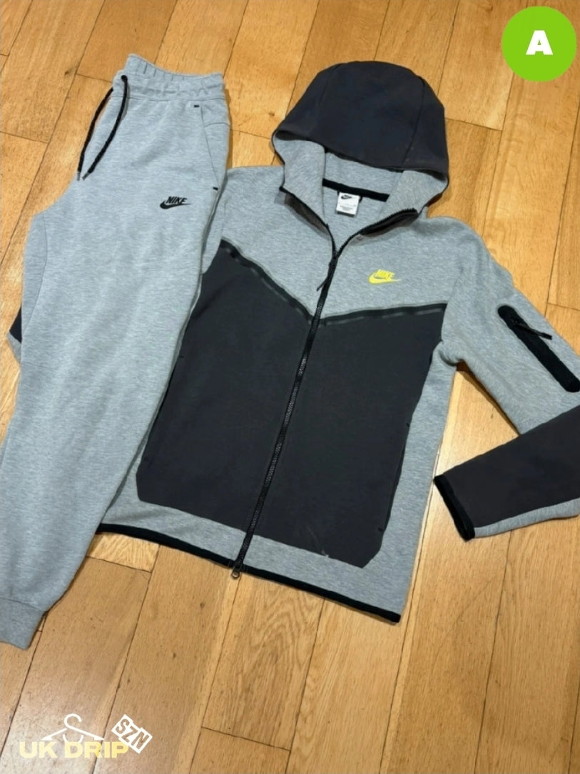 Nike tech fleece tracksuit grey / yellow size S