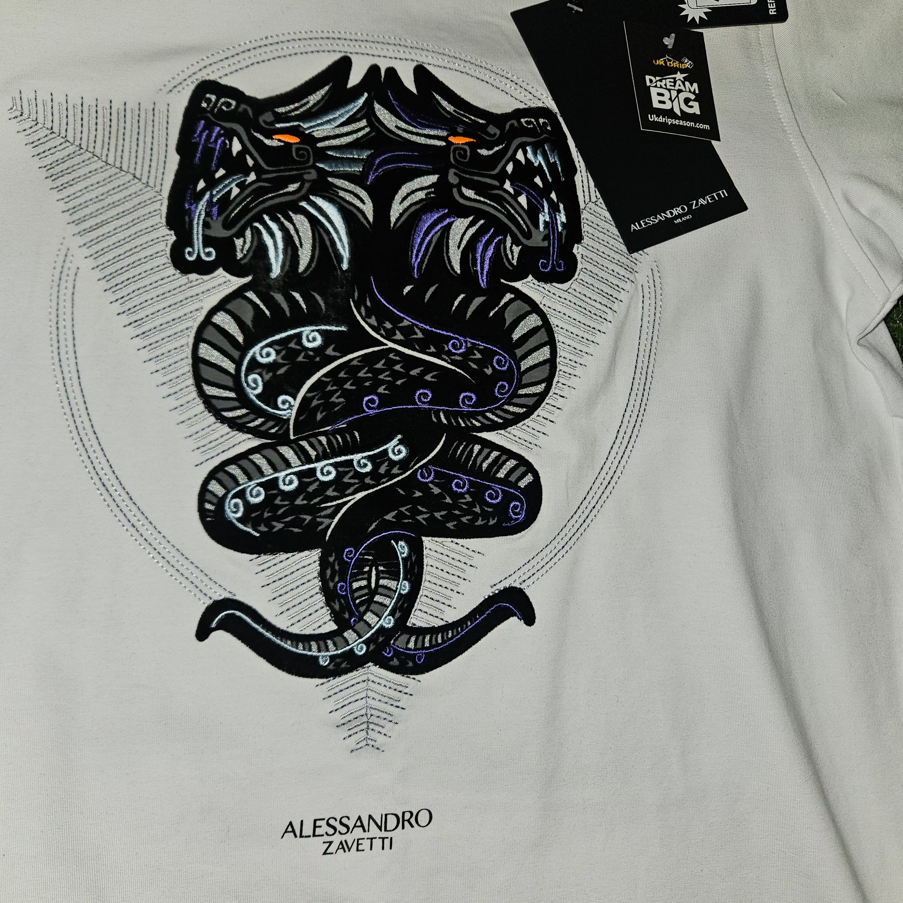 Alessandro Zavetti Snake Print White T-Shirt – Men's Small | BNWT