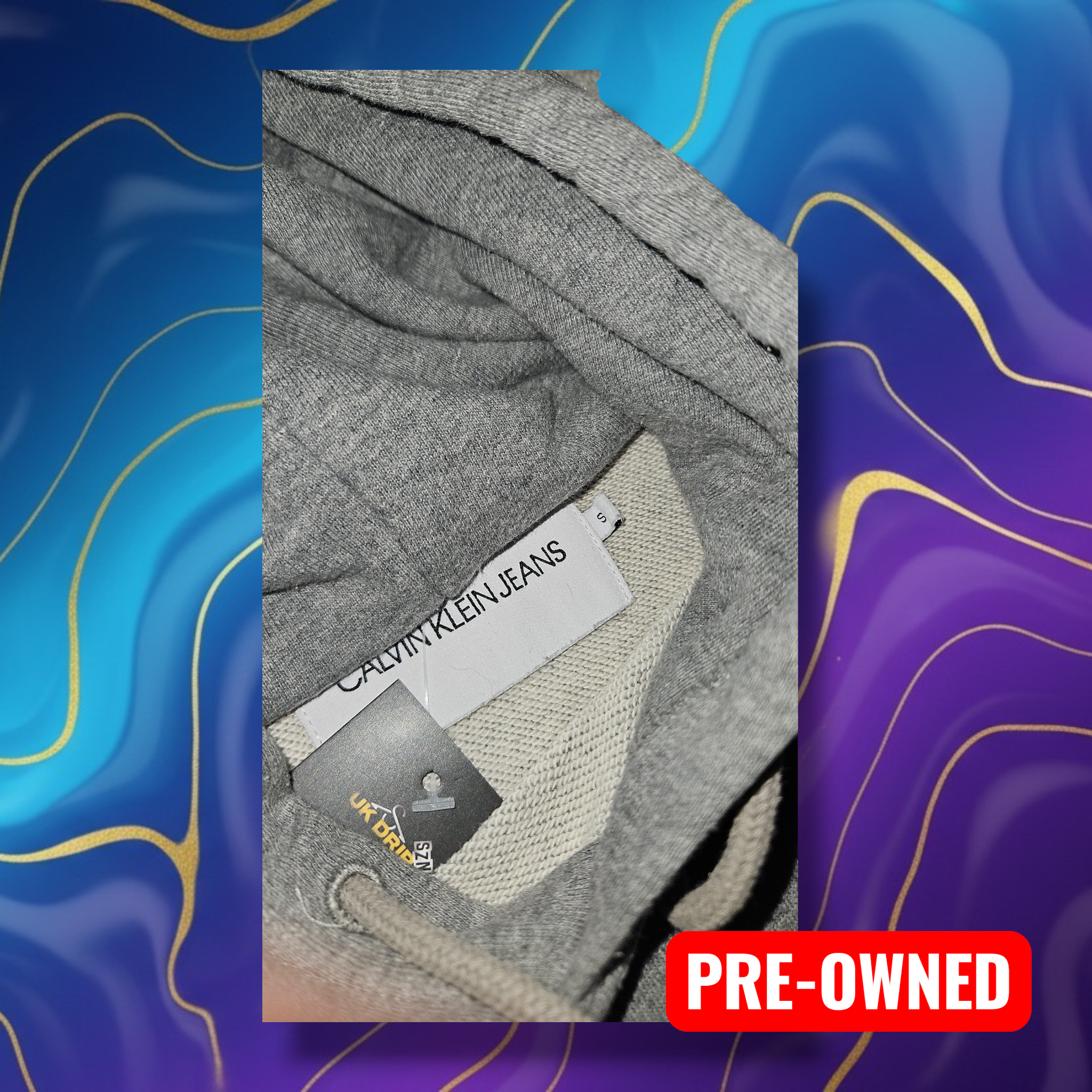 Calvin Klein Grey Hoodie - Size Small | Authentic Designer