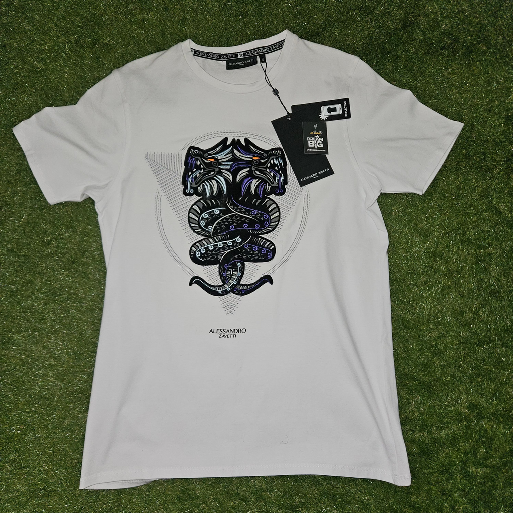 Alessandro Zavetti Snake Print White T-Shirt – Men's Small | BNWT