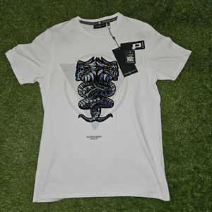 Alessandro Zavetti Snake Print White T-Shirt – Men's Small | BNWT