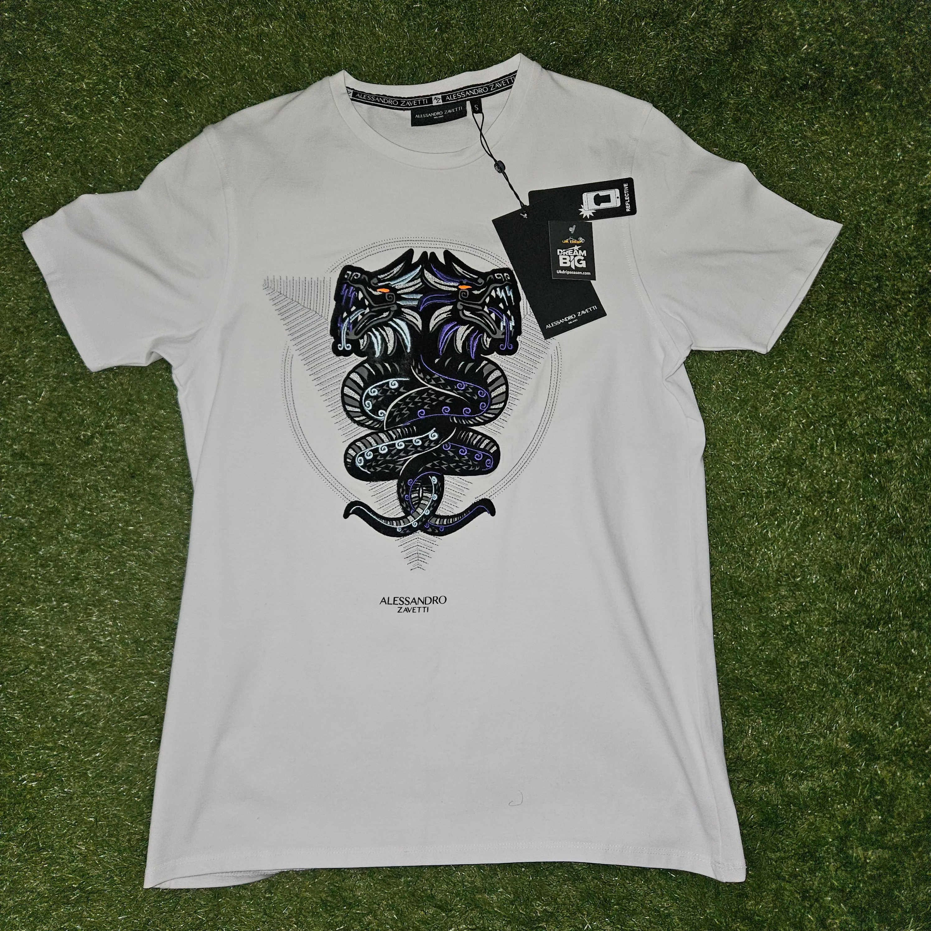 Alessandro Zavetti Snake Print White T-Shirt – Men's Small | BNWT