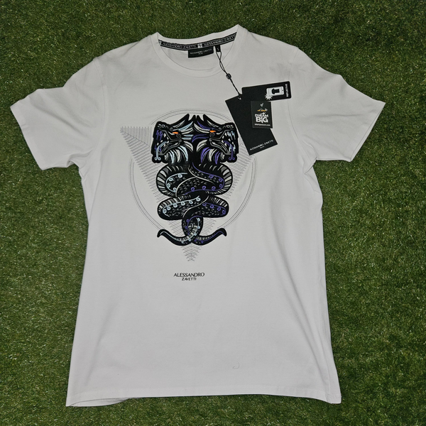 Alessandro Zavetti Snake Print White T-Shirt – Men's Small | BNWT