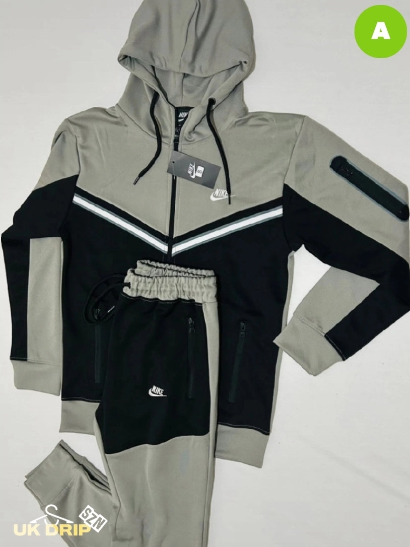 Nike men's tracksuit, size S - silver grey & balck