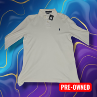 Ralph Lauren White Long Sleeve Polo - Size Small