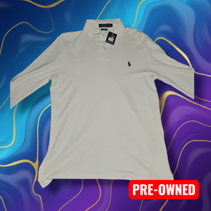 Ralph Lauren White Long Sleeve Polo - Size Small