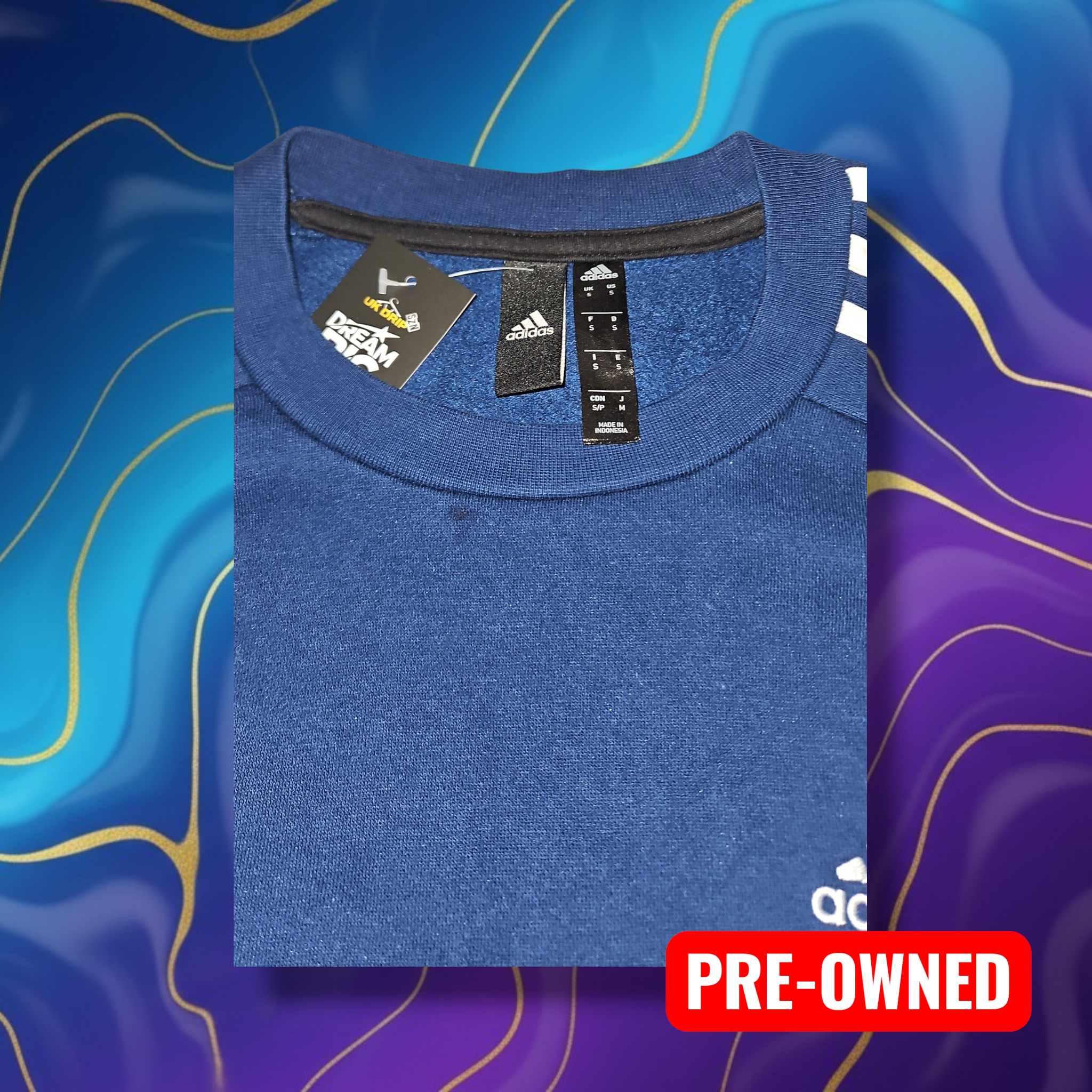 Adidas Blue Jumper Size Small for Streetwear Style