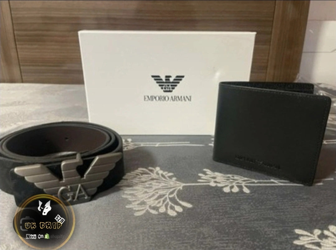 mens armani wallet and belt set