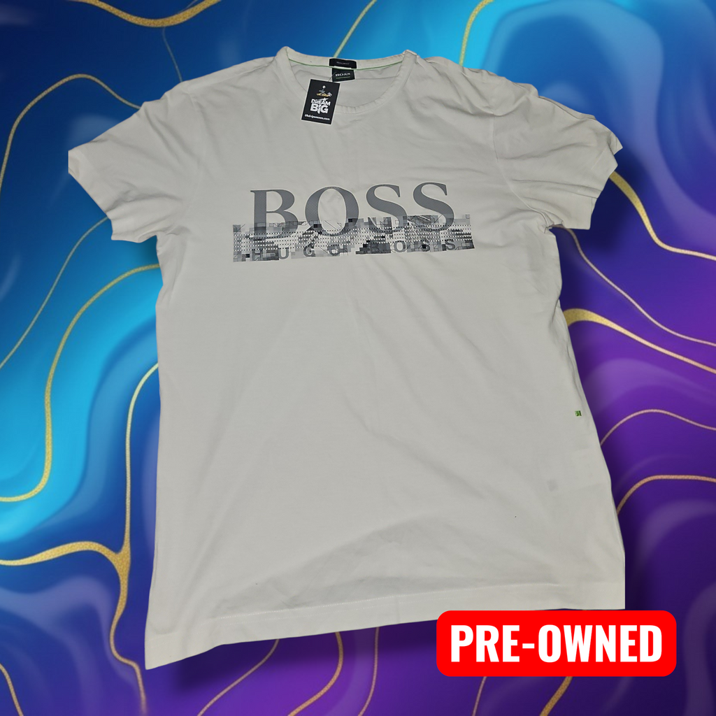 Hugo Boss White T-Shirt - Size Small - Pre-Owned