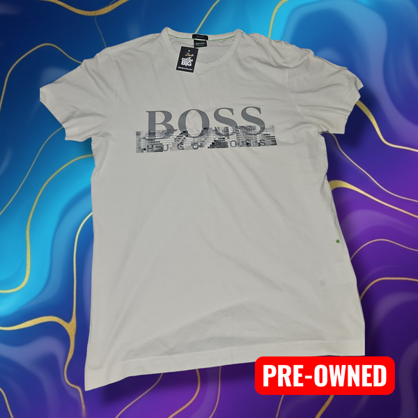 Hugo Boss White T-Shirt - Size Small - Pre-Owned