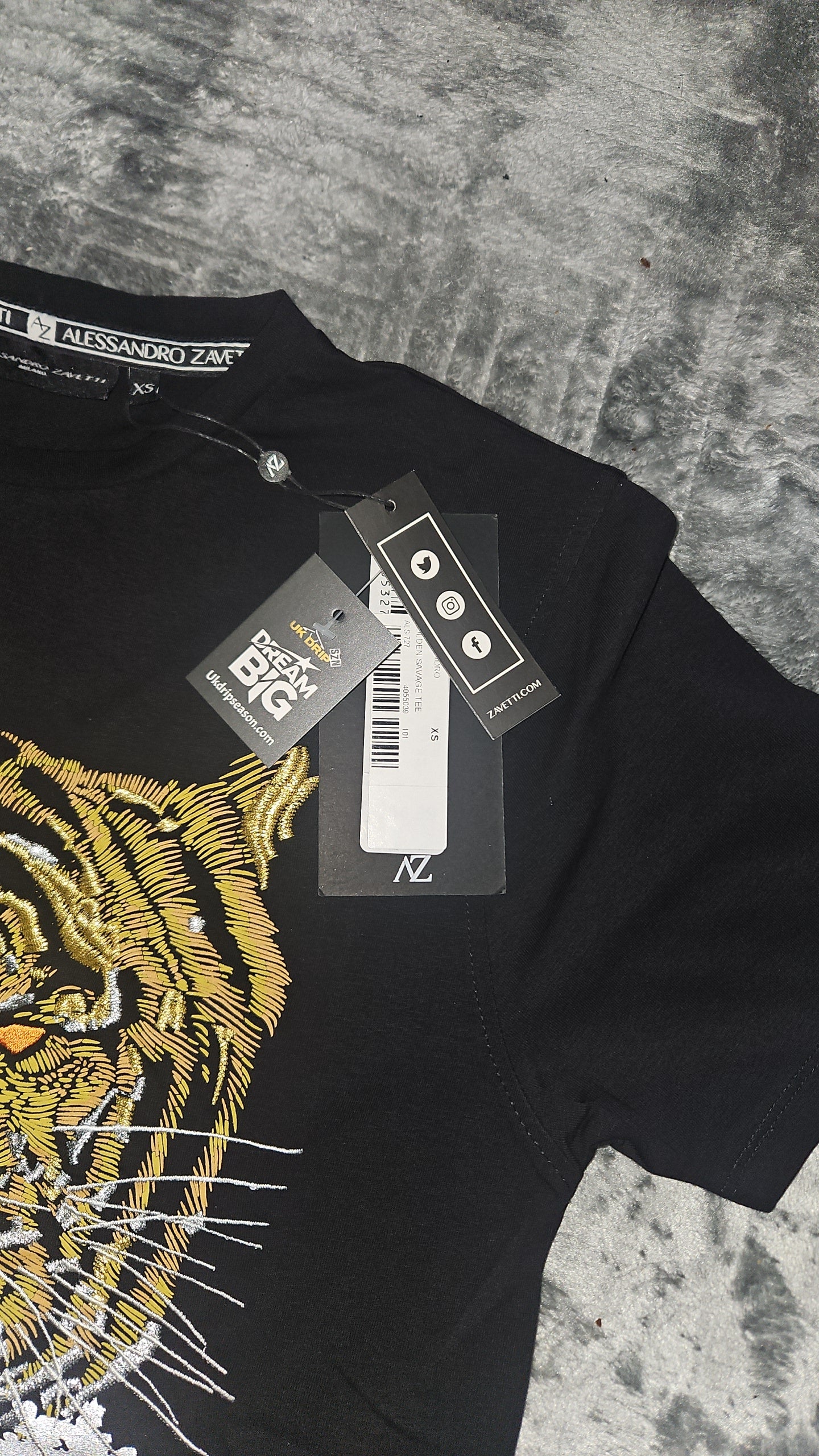 Alessandro Zavetti Black & Gold T-Shirt - Size XS - Brand New