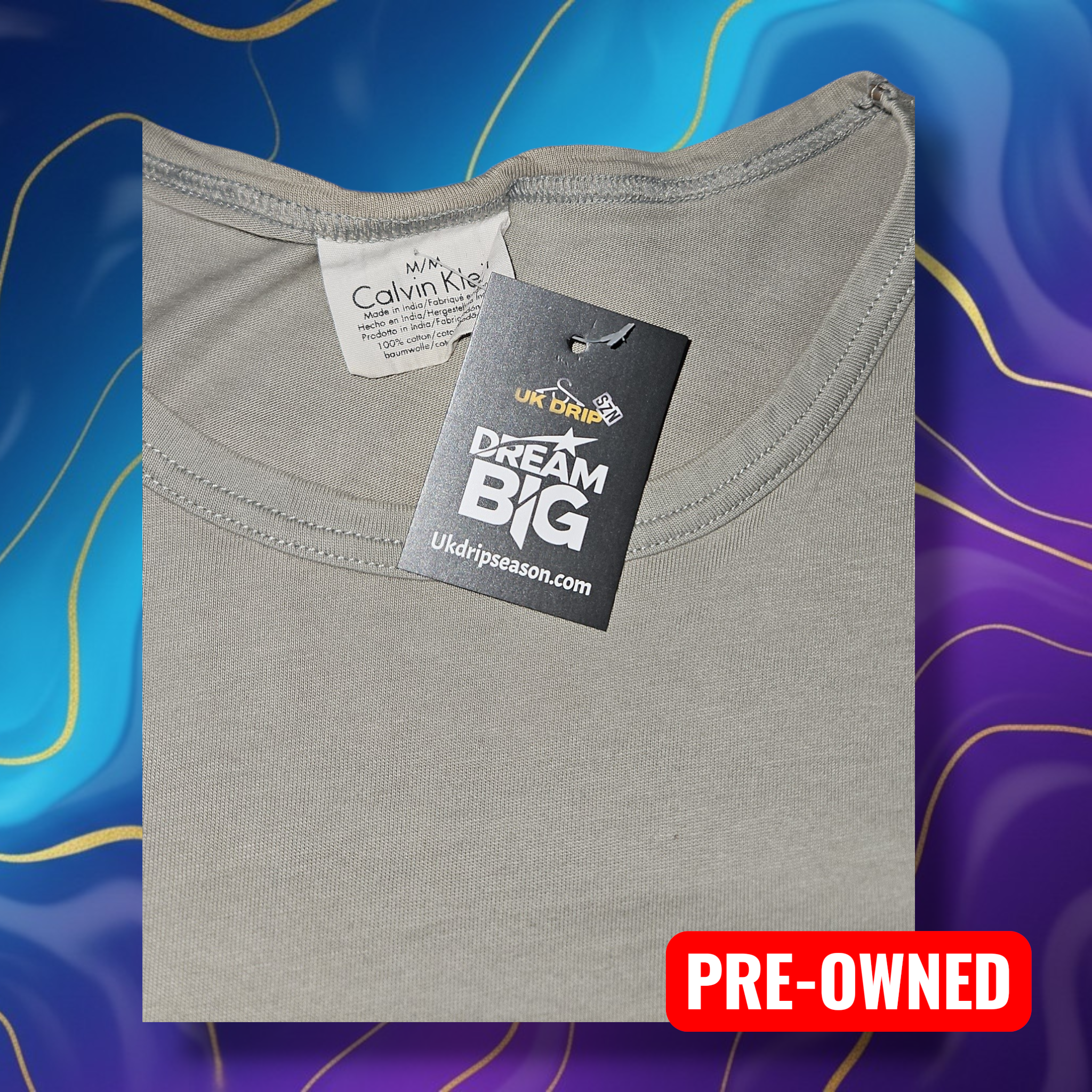 Calvin Klein Grey T-Shirt - Medium Size Essential