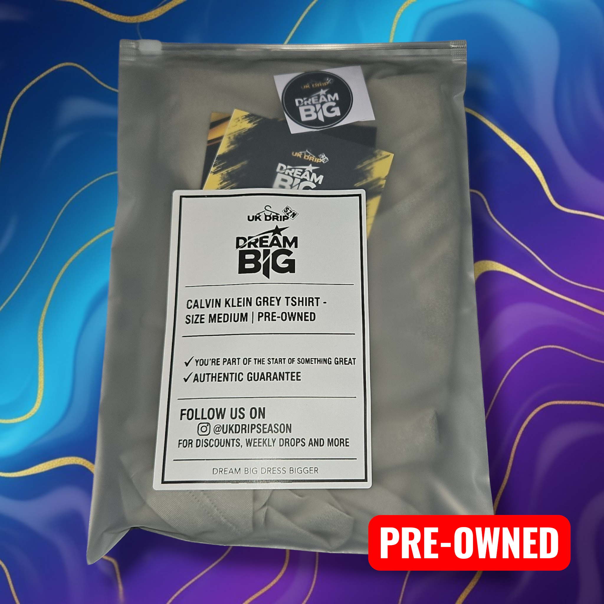 Calvin Klein Grey T-Shirt - Medium Size Essential