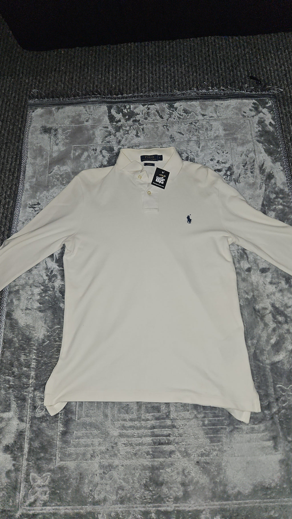 Ralph Lauren White Long Sleeve Polo - Size Small