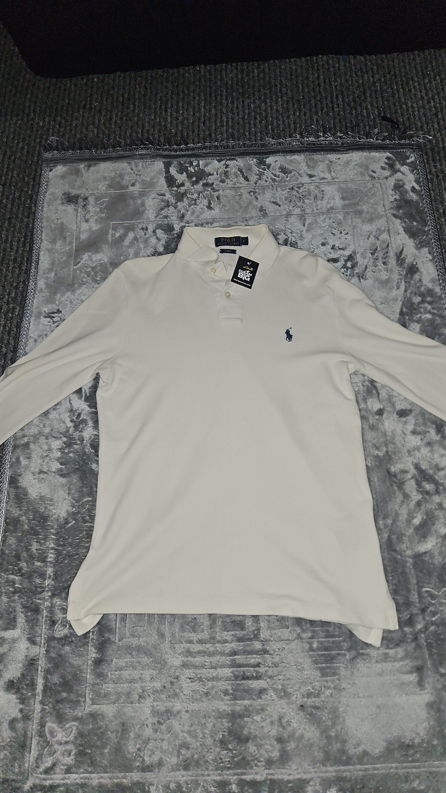 Ralph Lauren White Long Sleeve Polo - Size Small