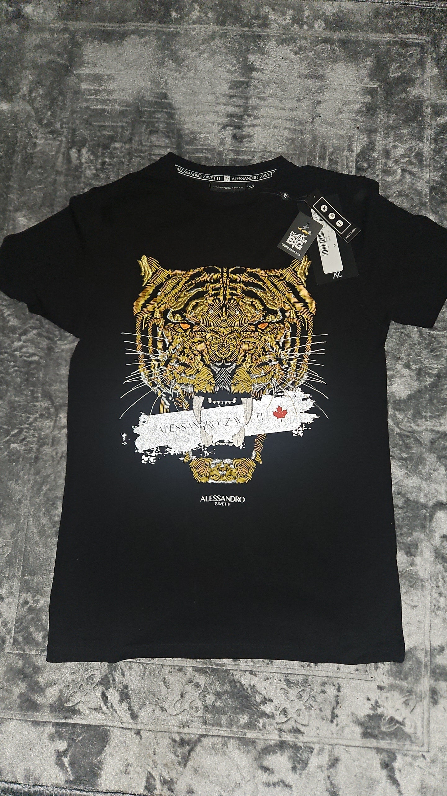 Alessandro Zavetti Black & Gold T-Shirt - Size XS - Brand New