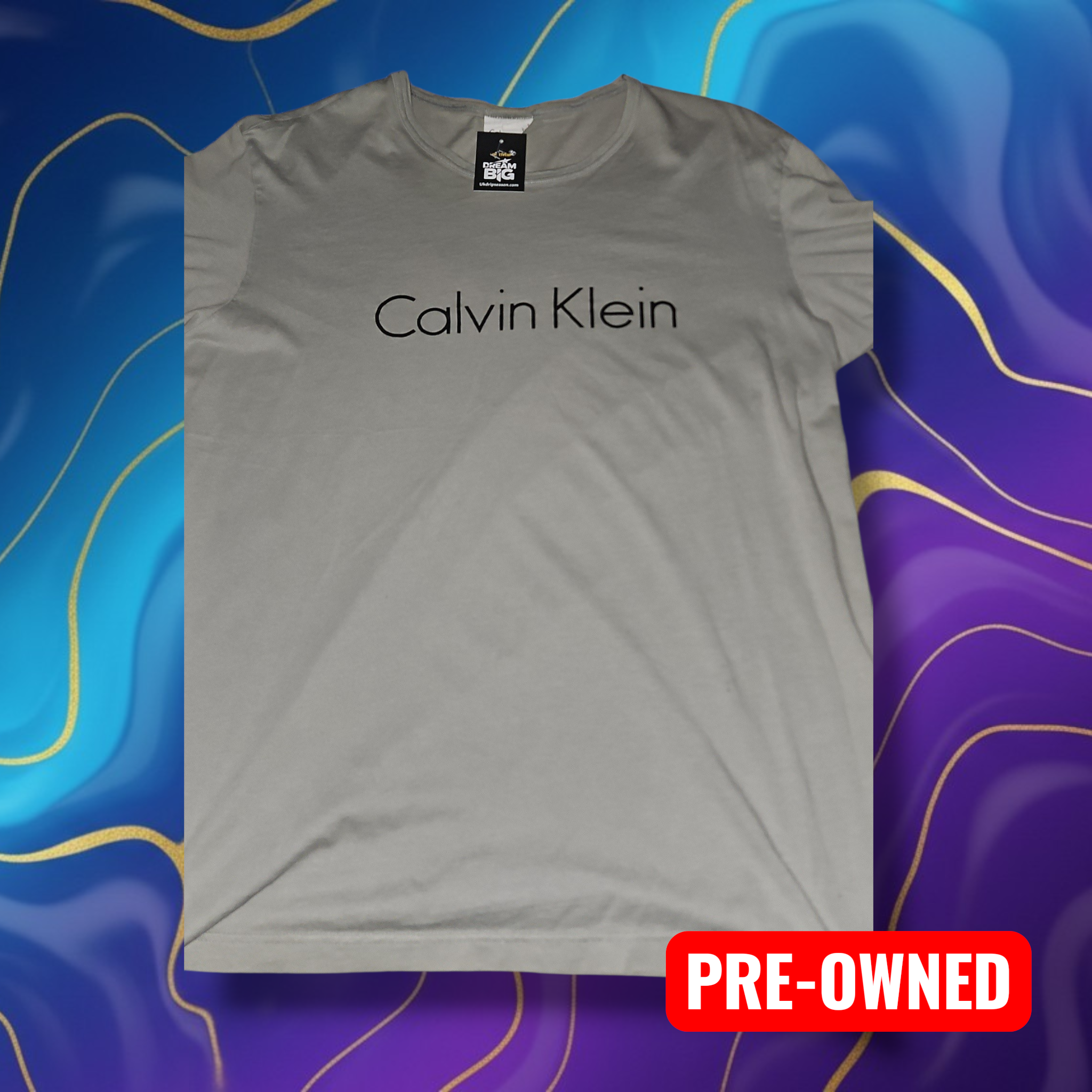 Calvin Klein Grey T-Shirt - Medium Size Essential