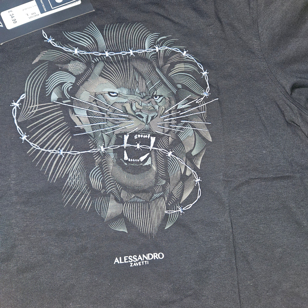Alessandro Zavetti size large Lion Print T-Shirt – Black, bnwt